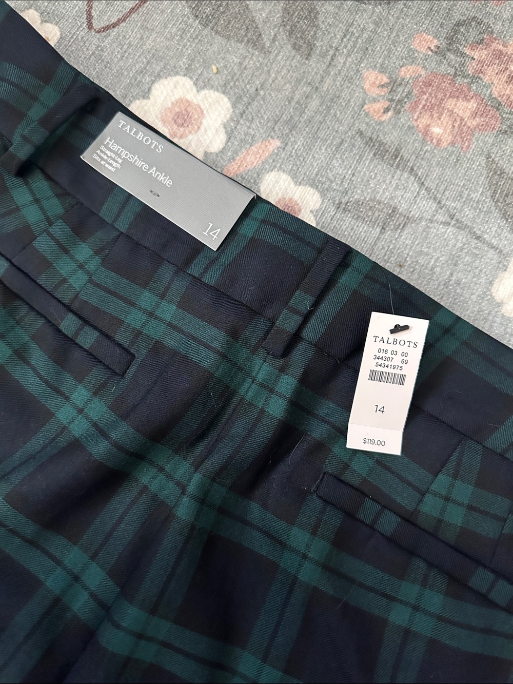 Talbots Navy & Green Plaid Hampshire Ankle Pants - Picture 2 of 2